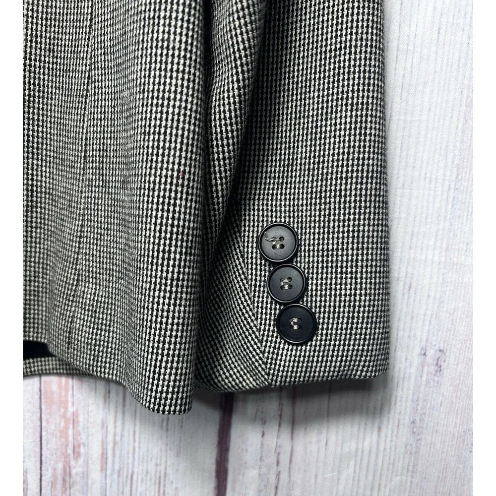 Evan Picone Women’s Wool Vintage Tweed Blazer Black Gray Formal Work Wear Size 8